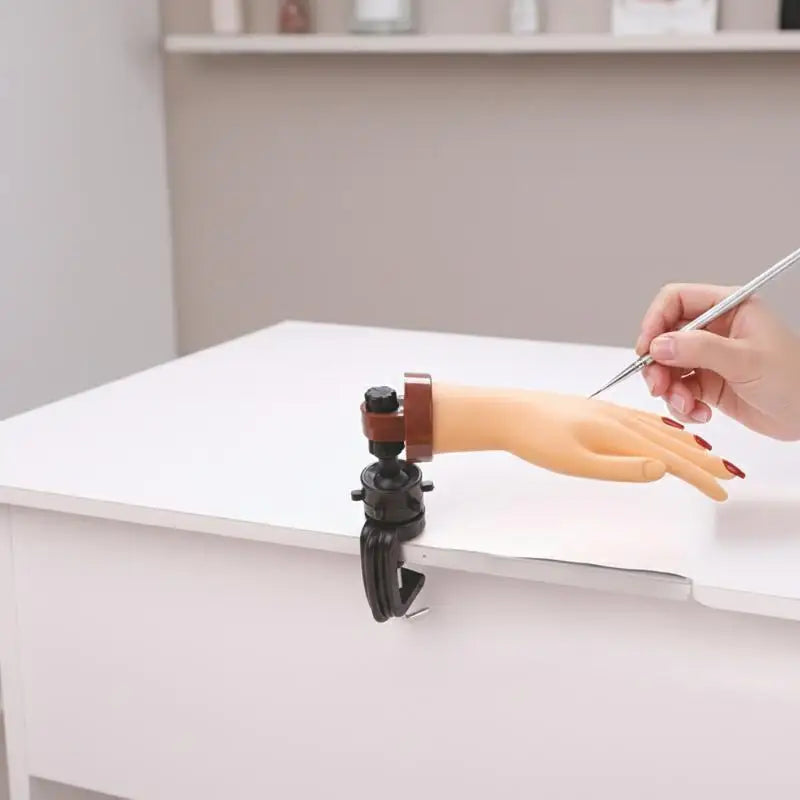 Nail Practice Mannequin Hand – Flexible Fingers & Desk Bracket Nail Practice Hand PLUSH