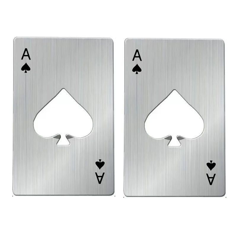 Stainless Steel Credit Card Bottle Opener – Spades Design Bottle Opener PLUSH Silvery 2Pcs
