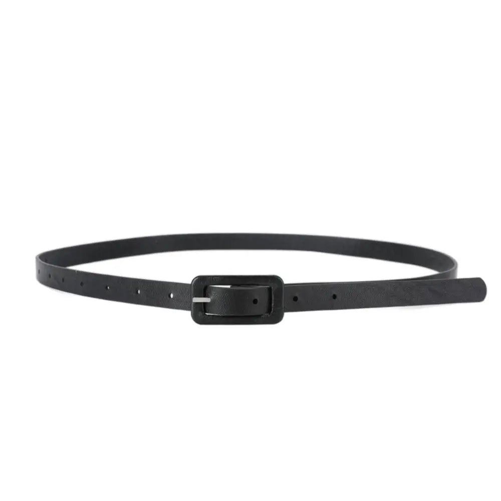 Women's Slim PU Leather Belt – Korean Style Candy Color Waistband PU Leather Belt PLUSH black