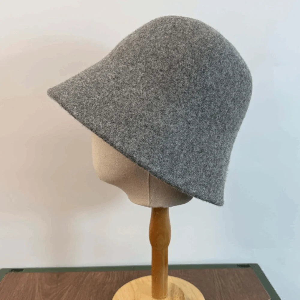 Women's Wool Knit Bucket Hat – Warm Windproof Fisherman Hat Knit Bucket Hat PLUSH Grey