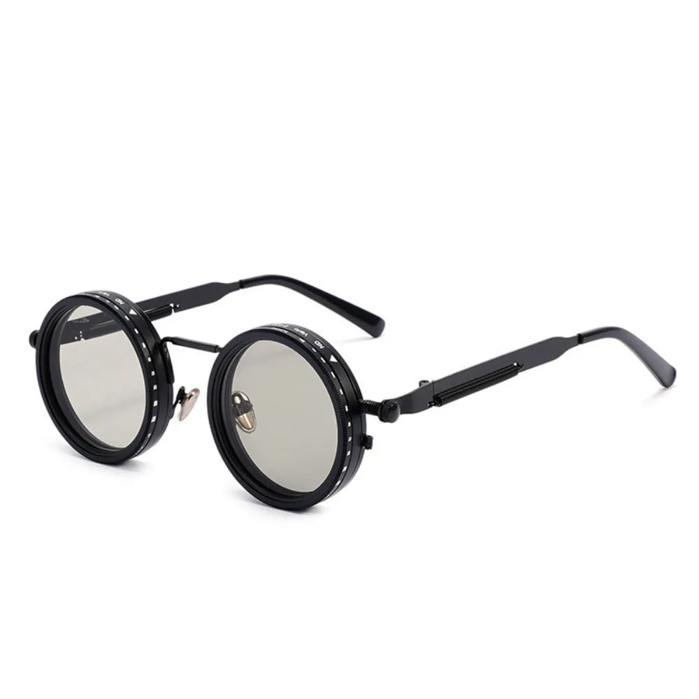 ND9 Round Retro Anti-UV Sunglasses with Case | Cycling Fishing Retro Sunglasses PLUSH Black no Case