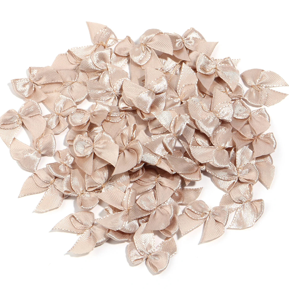 100pcs Mini Swallowtail Bowknots – DIY Jewelry & Hair Accessories DIY Craft Bows PLUSH champagne