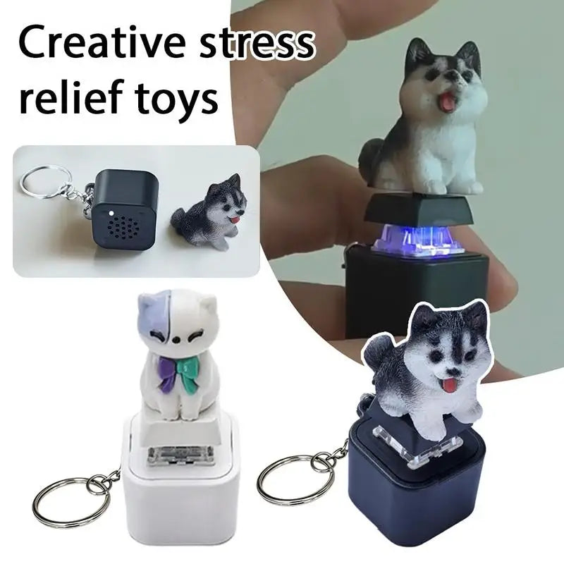 LED Sound Fidget Keychain – Dog & Cat Clicker Toy USB-C Fidget Keychain Toy PLUSH