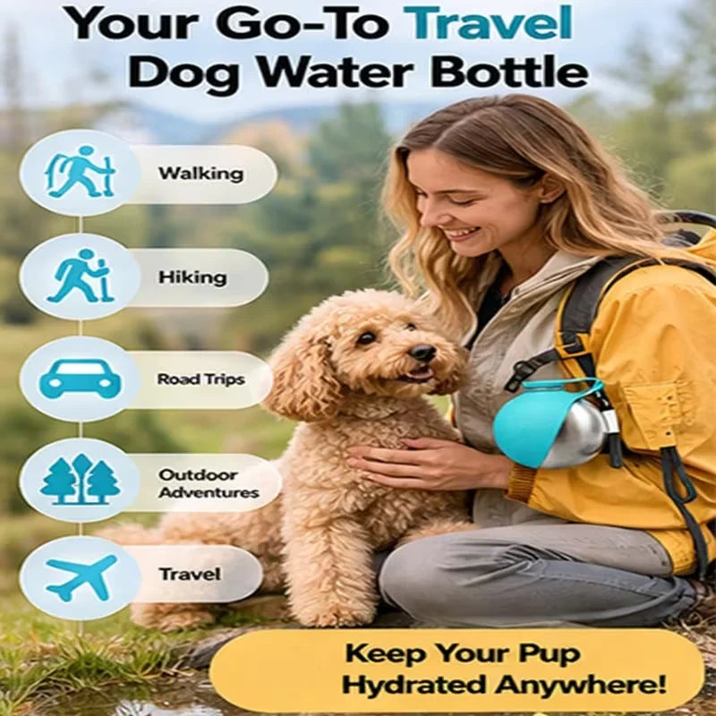 Stainless Steel Pet Water Bottle with Foldable Bowl for Dogs Pet Water Bottle PLUSH