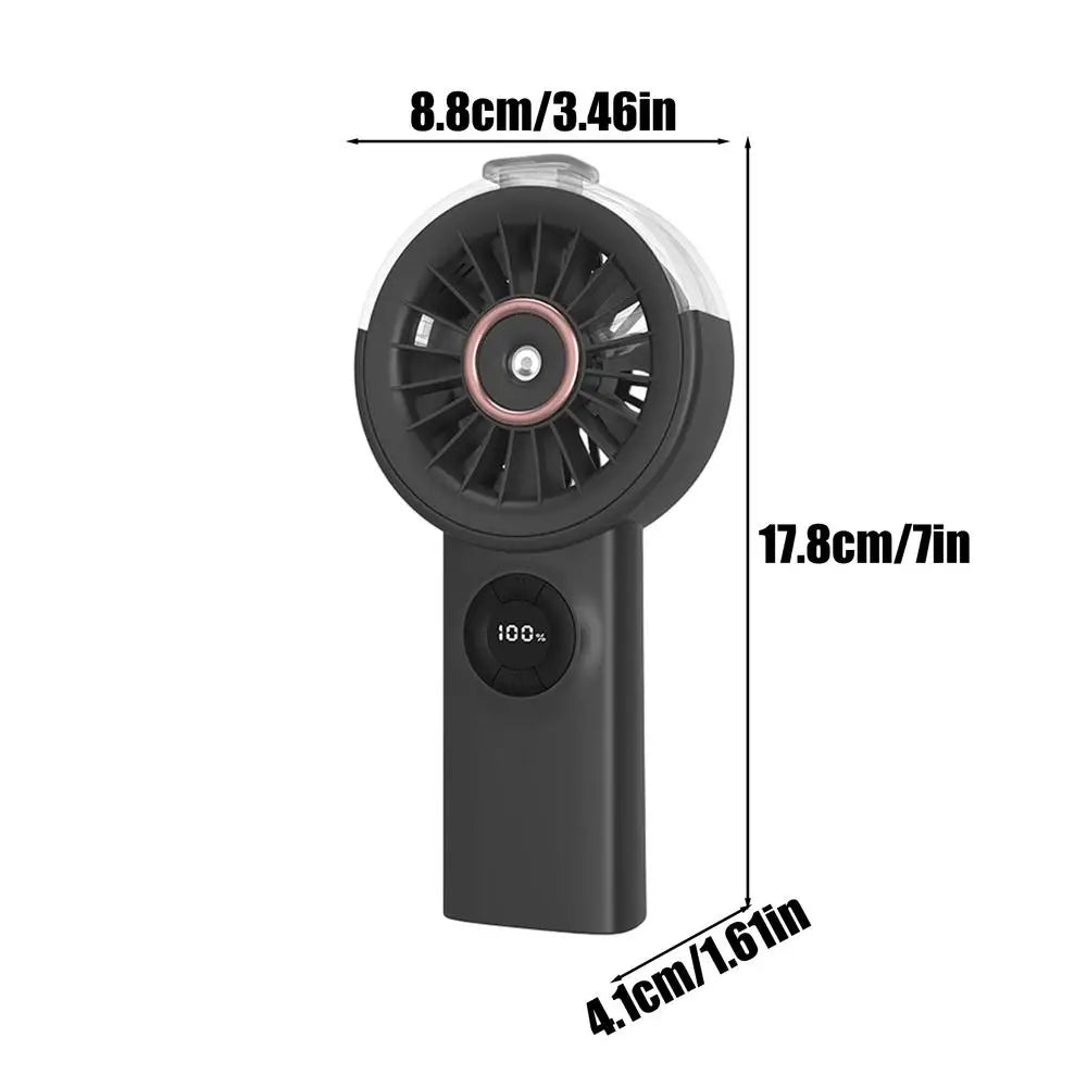 Portable Water Mist Fan – USB Rechargeable Mini Handheld Fan Handheld Mist Fan PLUSH Black