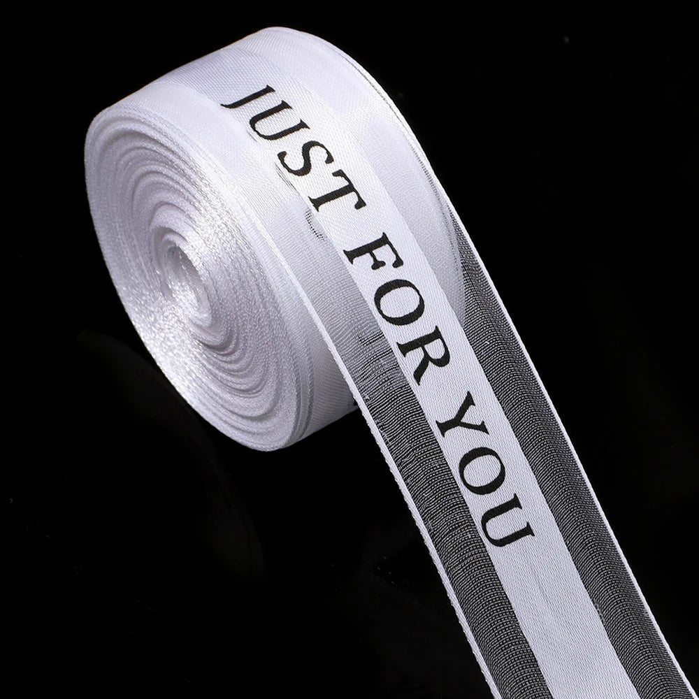 "Just For You" Organza Ribbon 10 Yards – Gift & Wedding Décor Decorative Organza Ribbon PLUSH White 2.5cm 10yards