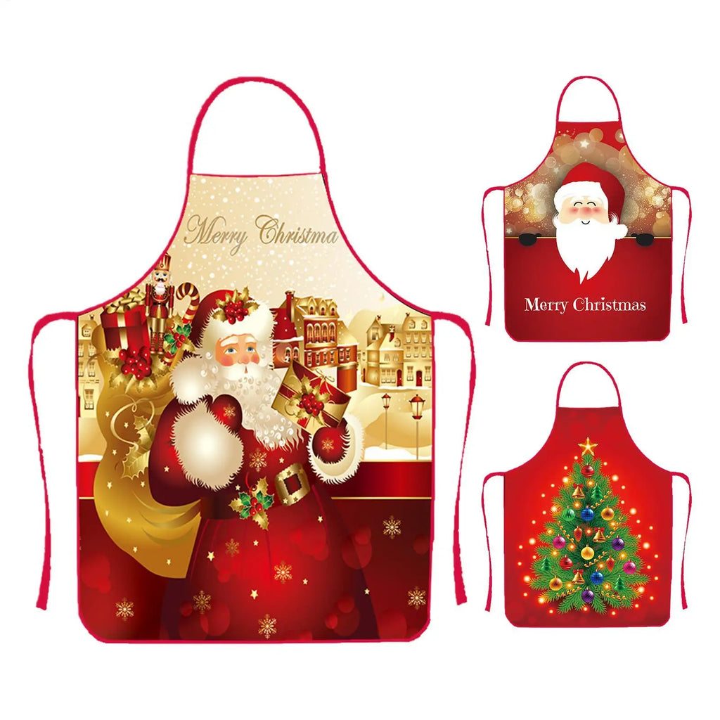 Christmas Apron Santa & Tree Design – Waterproof Holiday Cooking Holiday Cooking Apron PLUSH