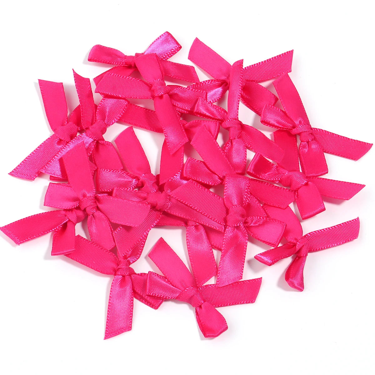 50pcs Satin Ribbon Bows 3.5x4cm – Colorful DIY Craft Decor Ribbon Bows PLUSH Rose Red 3.5x4cm