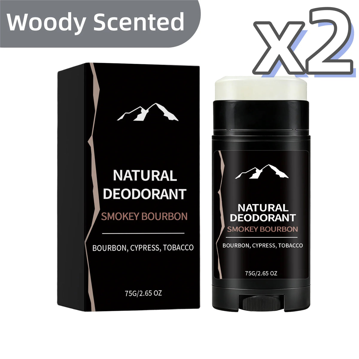 Men's Woody Tobacco Deodorant Stick – Long-Lasting 75g Men's Deodorant Stick PLUSH 75g Boxed x 2pcs
