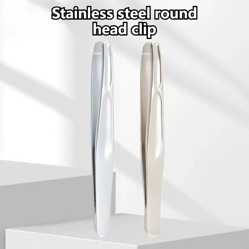 Stainless Steel Round Tip Eyebrow Tweezers | Precision Grip Eyebrow Tweezers PLUSH Silvery and Gold