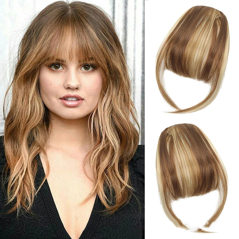 Clip-In Synthetic Air Bangs & Sideburns Hairpiece Black Brown Clip-In Hair Bangs PLUSH 9