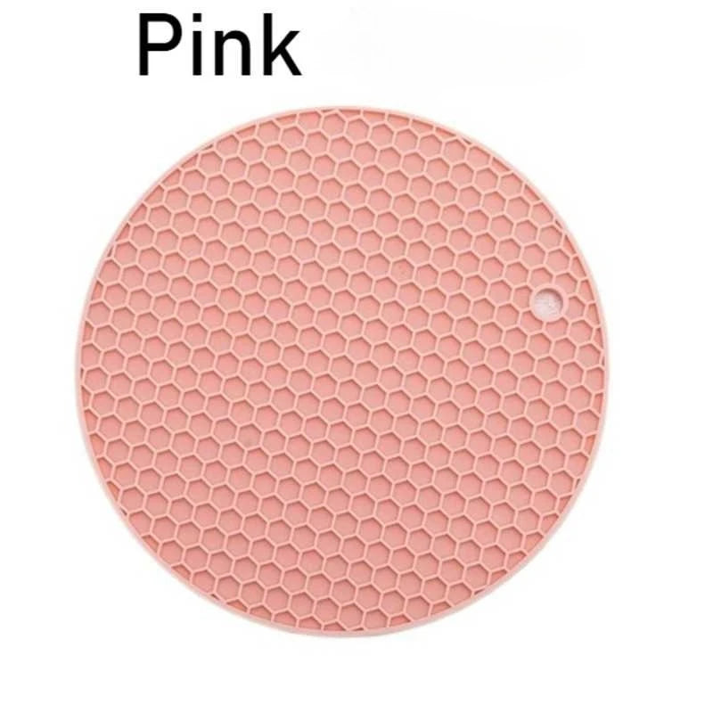 Silicone Round Trivet Mats Honeycomb | Jar Opener 1-3 PCS Silicone Trivet Mat PLUSH Pink 1PC