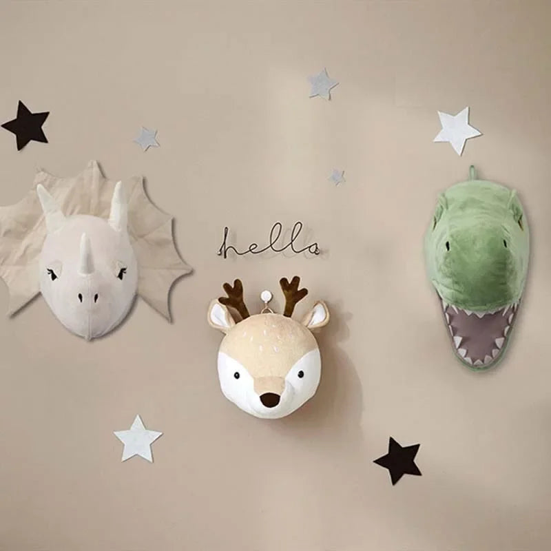 Plush Animal Head Wall Mount – Nursery & Kids Room Decor Plush Wall Mount PLUSH