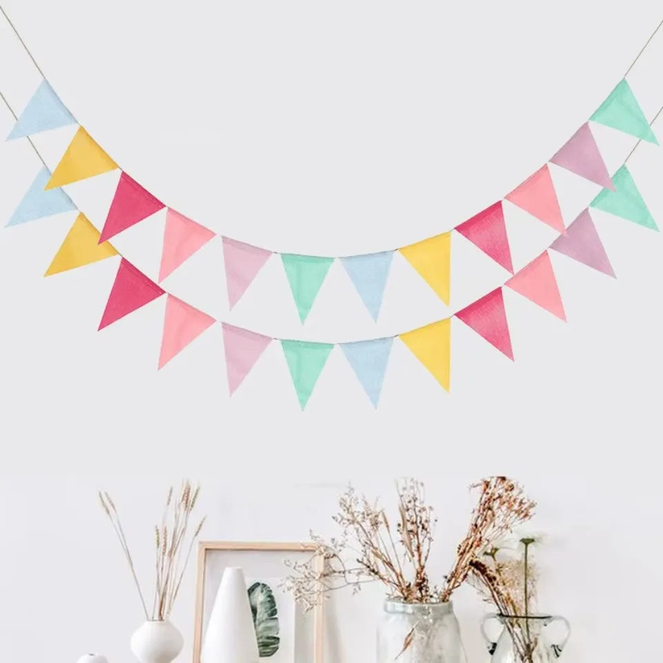 Vintage Burlap Linen Pennant Bunting Banner – 12pcs Party Décor Party Bunting Banner PLUSH