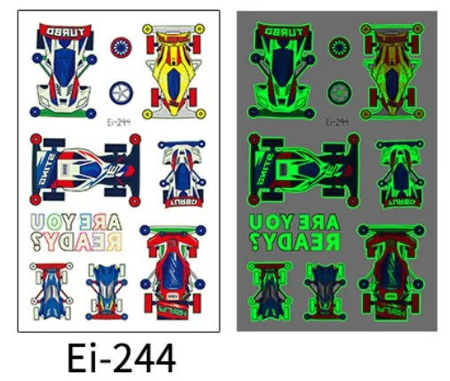 Glow in the Dark Motorcycle Tattoo Stickers for Kids – Waterproof Temporary Tattoo Stickers PLUSH 244