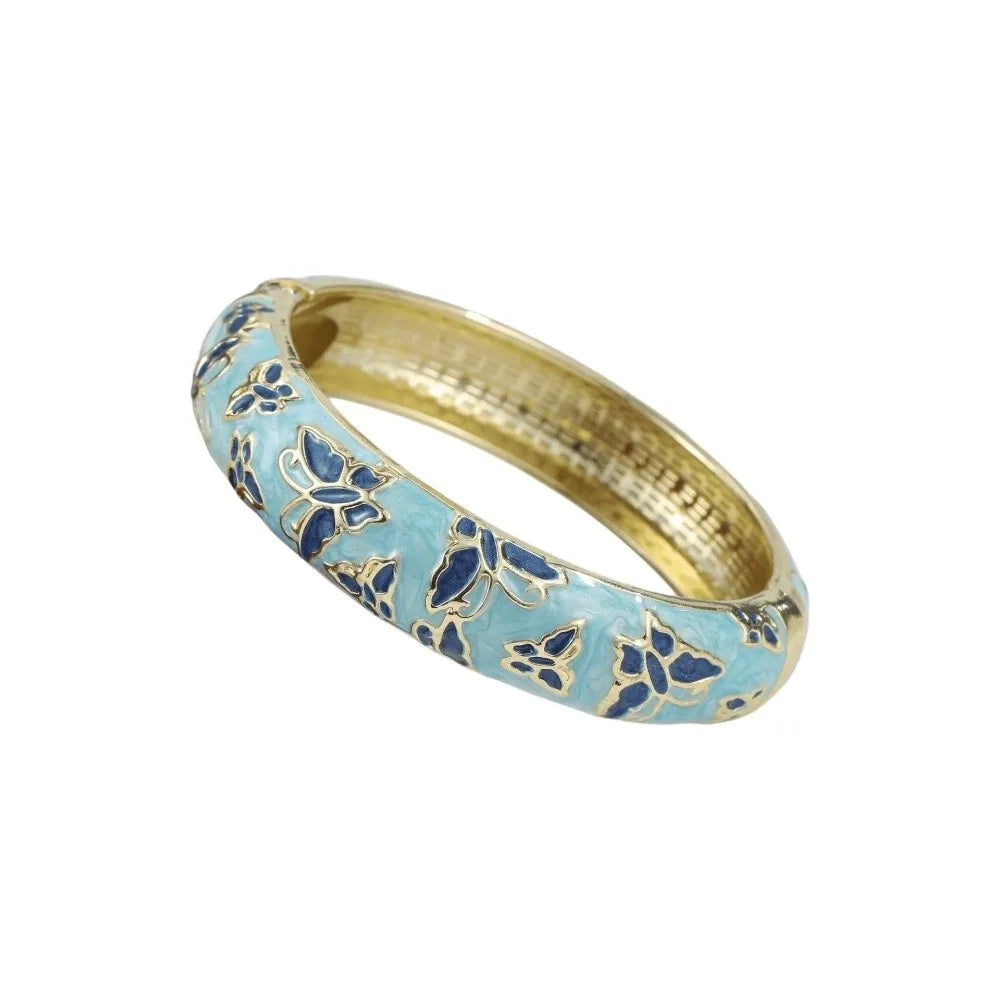 Cloisonne Enamel Bangle – Colorful Vintage Butterfly Bracelet Enamel Bangle PLUSH
