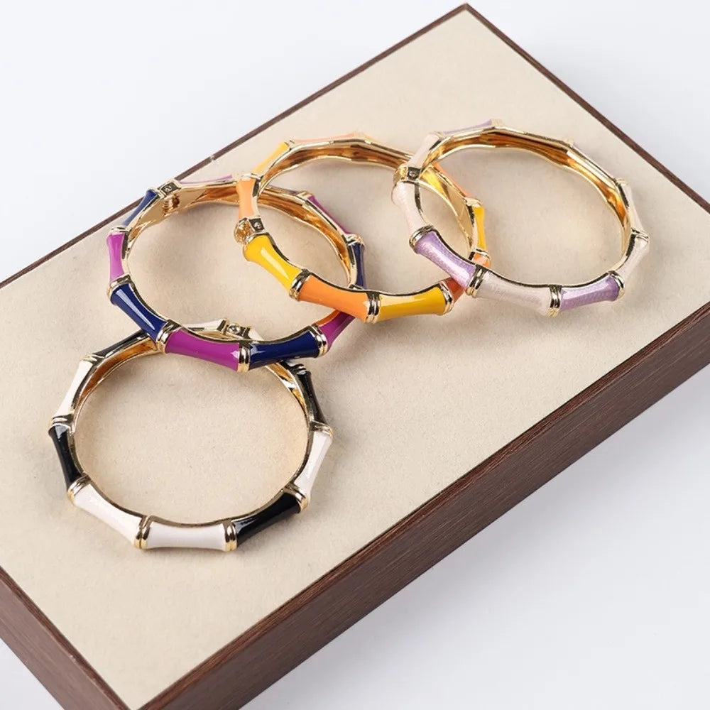 Colorful Enamel Bamboo Bangle – Ethnic Vintage Bracelet Enamel Bangle Bracelet PLUSH