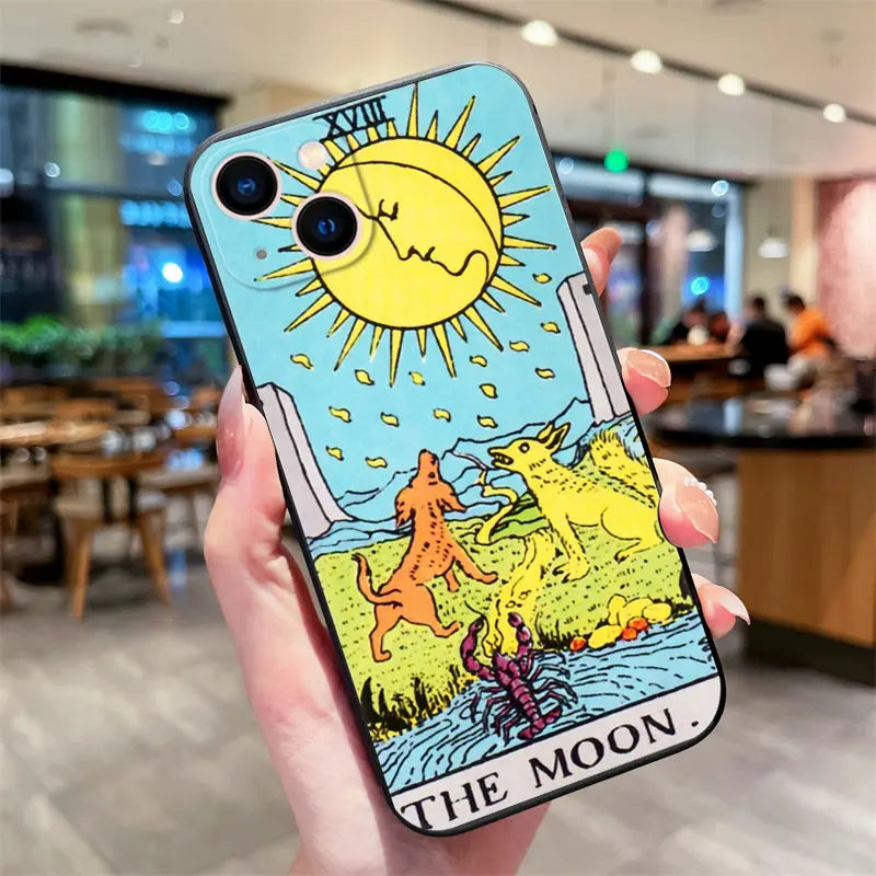 Moon Star Sun Tarot iPhone Case – Shockproof Silicone Cover iPhone Silicone Case PLUSH style 2 For iPhone 15 Plus