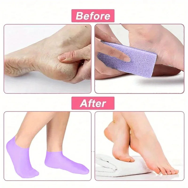 Silicone Moisturizing Foot Socks with Massage Nodules – 1 Pair Foot Care Socks PLUSH