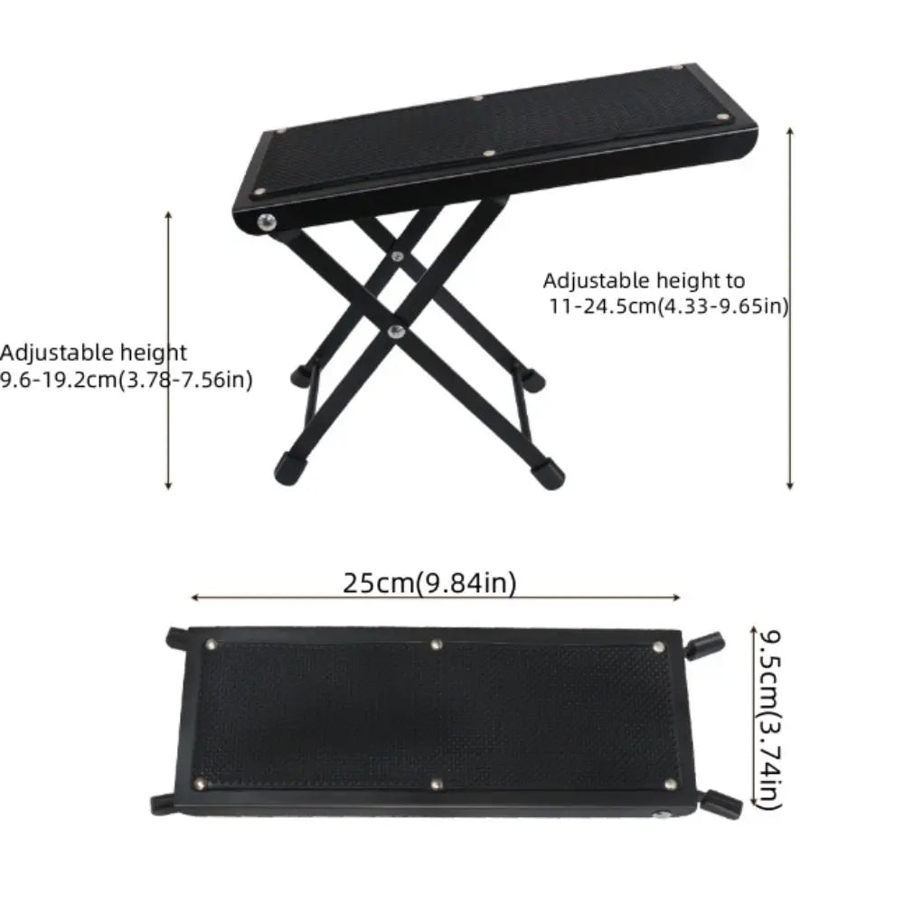 Adjustable Guitar Footrest – 4-Height Folding Metal Footstool Guitar Footrest PLUSH