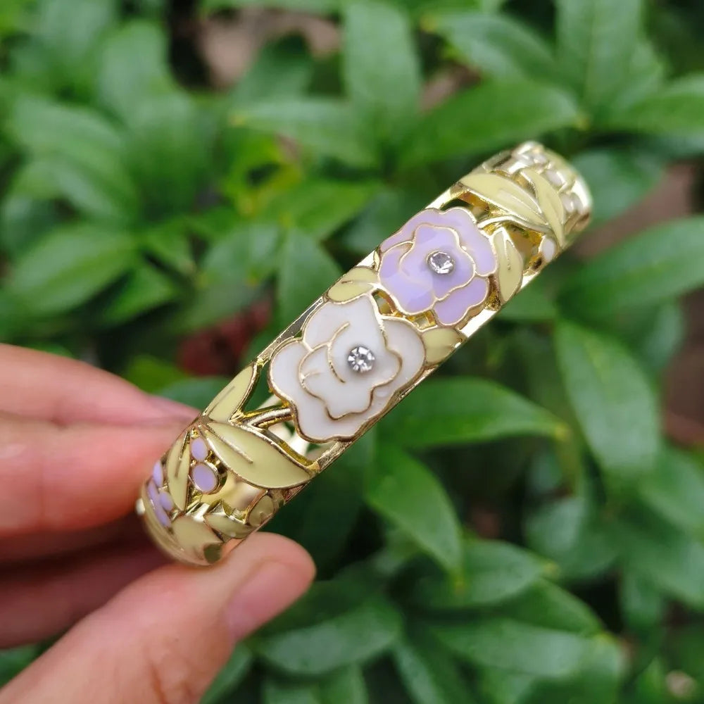 Chinese Cloisonné Enamel Peony Bangle – Filigree Flower Bracelet Enamel Bangle PLUSH 11