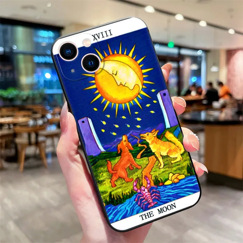 Moon Star Sun Tarot iPhone Case – Shockproof Silicone Cover iPhone Silicone Case PLUSH style 3 For iPhone 15 Plus