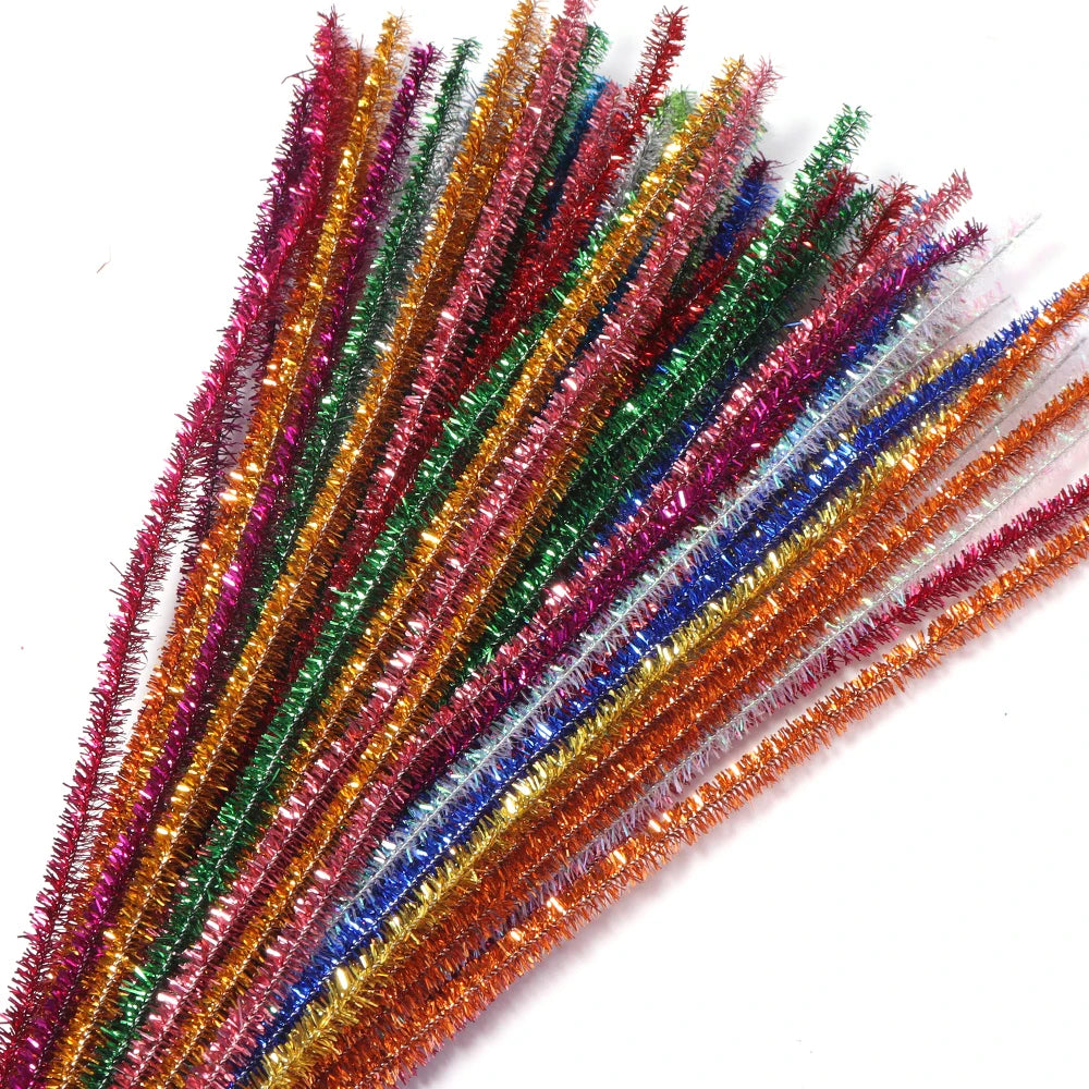 100pcs Glitter Chenille Pipe Cleaners – Colorful DIY Craft Stems Craft Pipe Cleaners PLUSH
