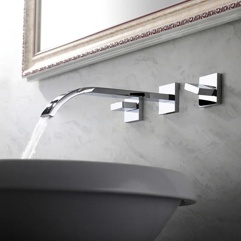 Wall Mounted Dual Handle Basin Faucet – Chrome Brass ELT01 Bathroom Basin Faucet PLUSH