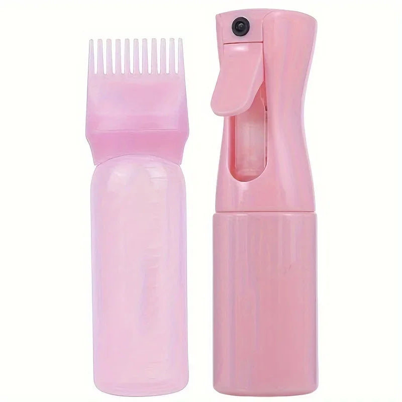 2-Pack Fine Mist Spray & Root Comb Applicator Hair Dye Bottles Hair Applicator Bottles PLUSH Pink