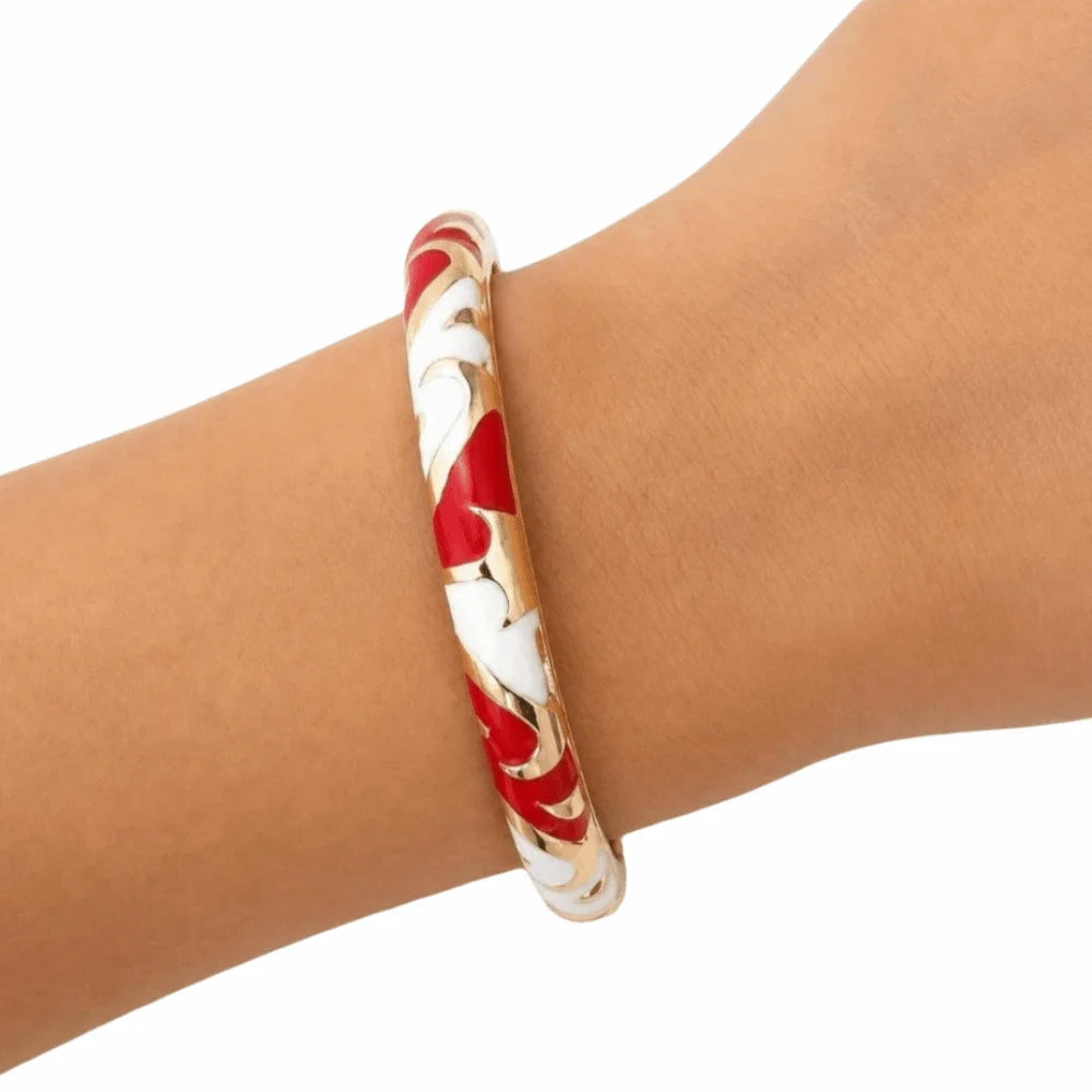 Vintage Cloisonne Enamel Open Cuff Bangle Bracelet for Women Enamel Cuff Bangle PLUSH White Red