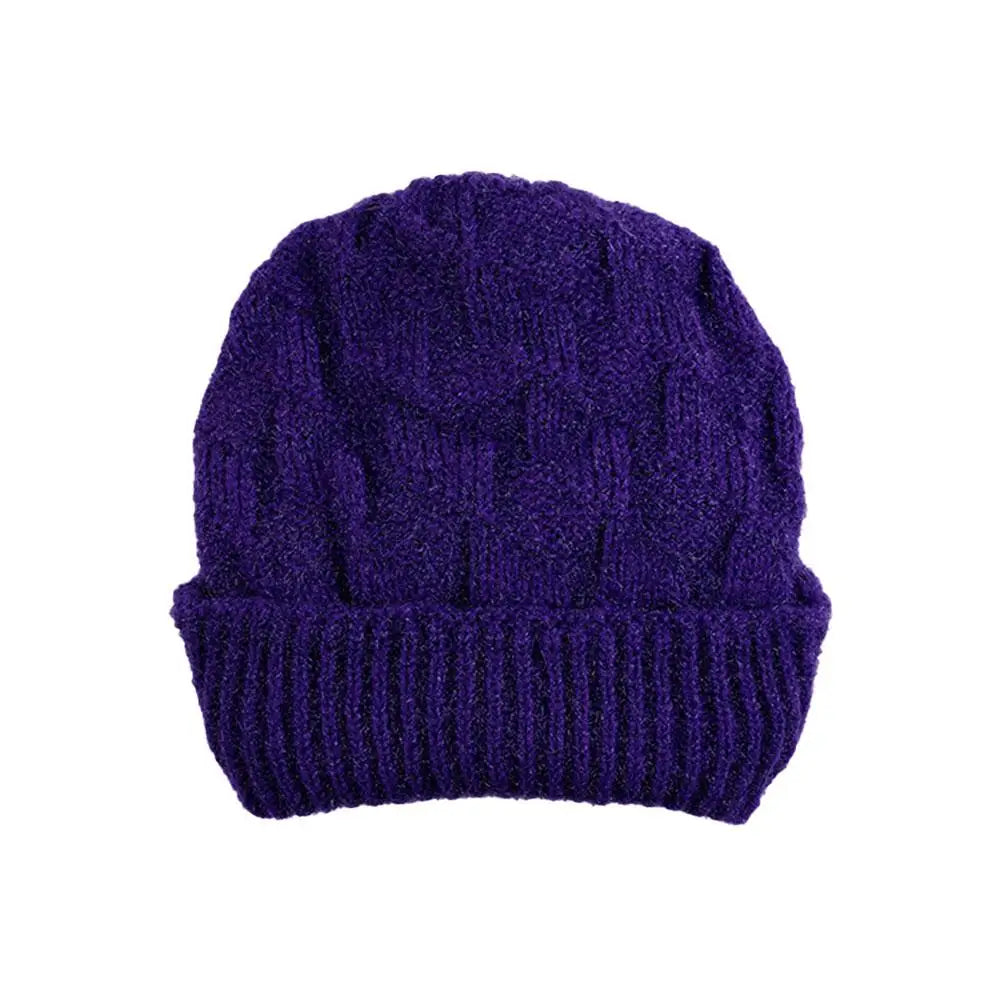 Women's Thick Cable Knit Beanie Hat – Warm Winter Knit Cap Knit Beanie Hat PLUSH E One size