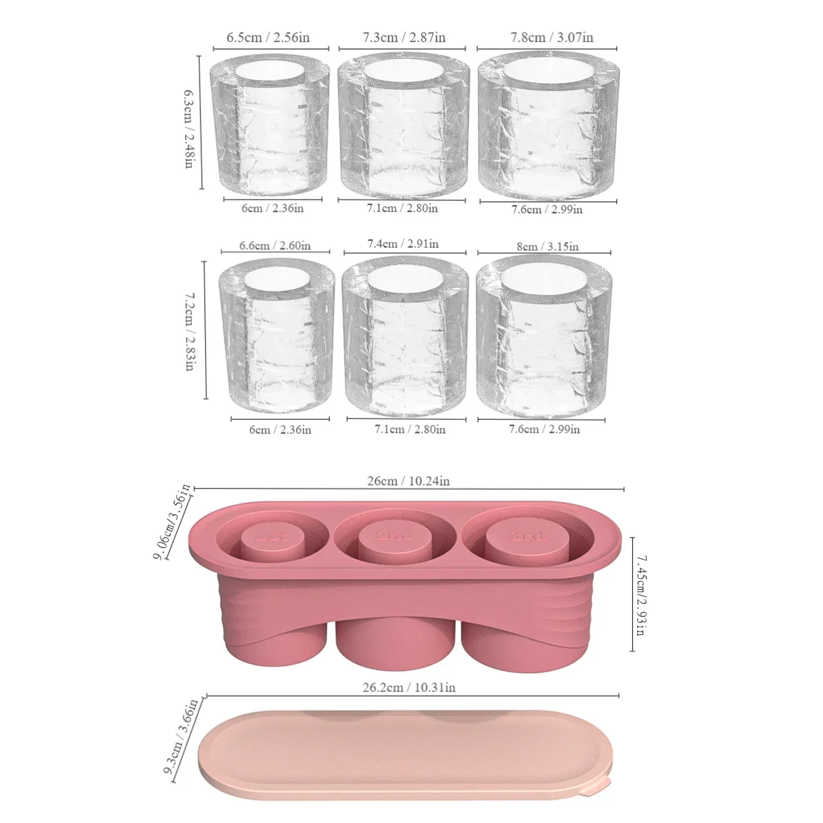 Silicone Ice Cube Tray for Stanley Tumbler – 3 Hollow Cylinders Silicone Ice Cube Tray PLUSH