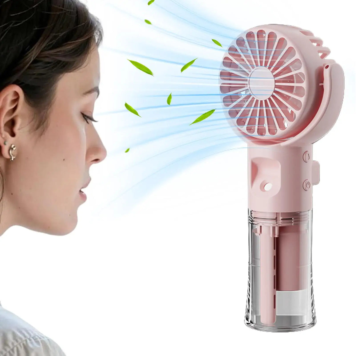 Portable Handheld Misting Fan – 4 Speeds, USB Rechargeable Handheld Misting Fan PLUSH