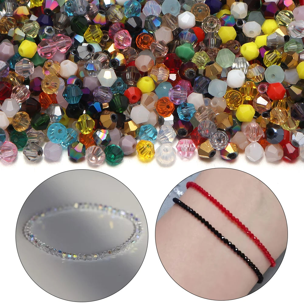 200pcs 4mm Faceted Bicone Glass Crystal Beads – DIY Jewelry Glass Crystal Beads PLUSH