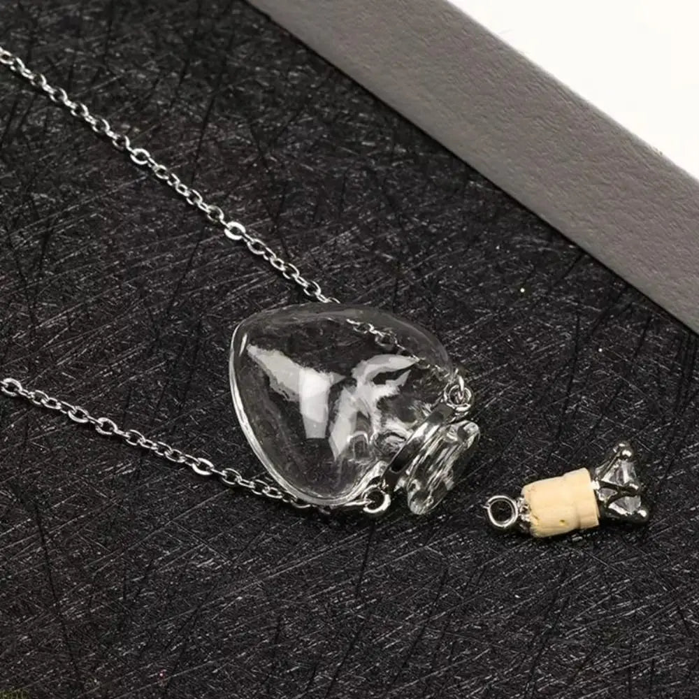 Water Drop Glaze Vial Pendant Necklace | Heart Mini Bottle Pendant Necklace PLUSH