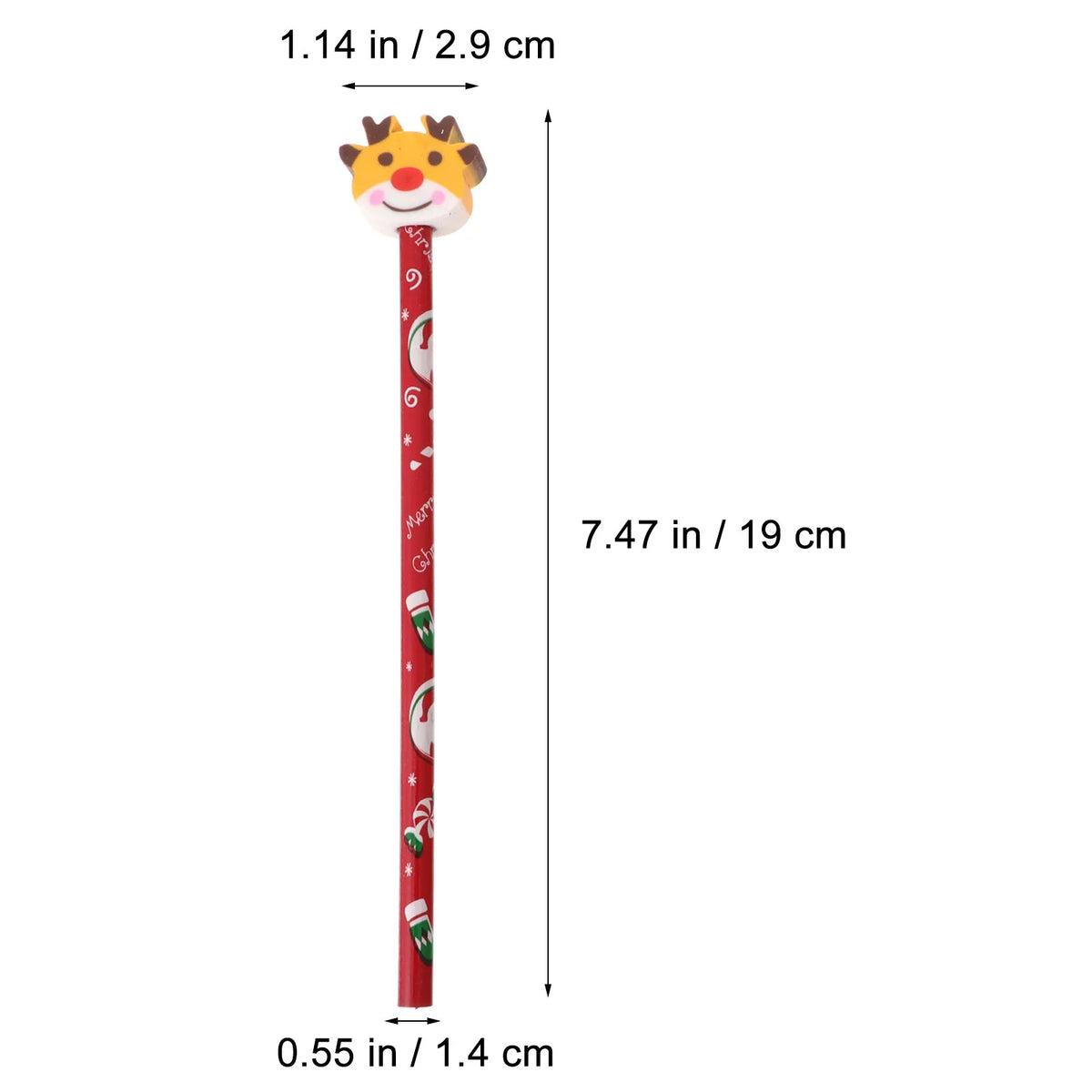 6pcs Christmas Cartoon Wooden Pencils with Erasers | Xmas Gift Novelty Pencil Set PLUSH
