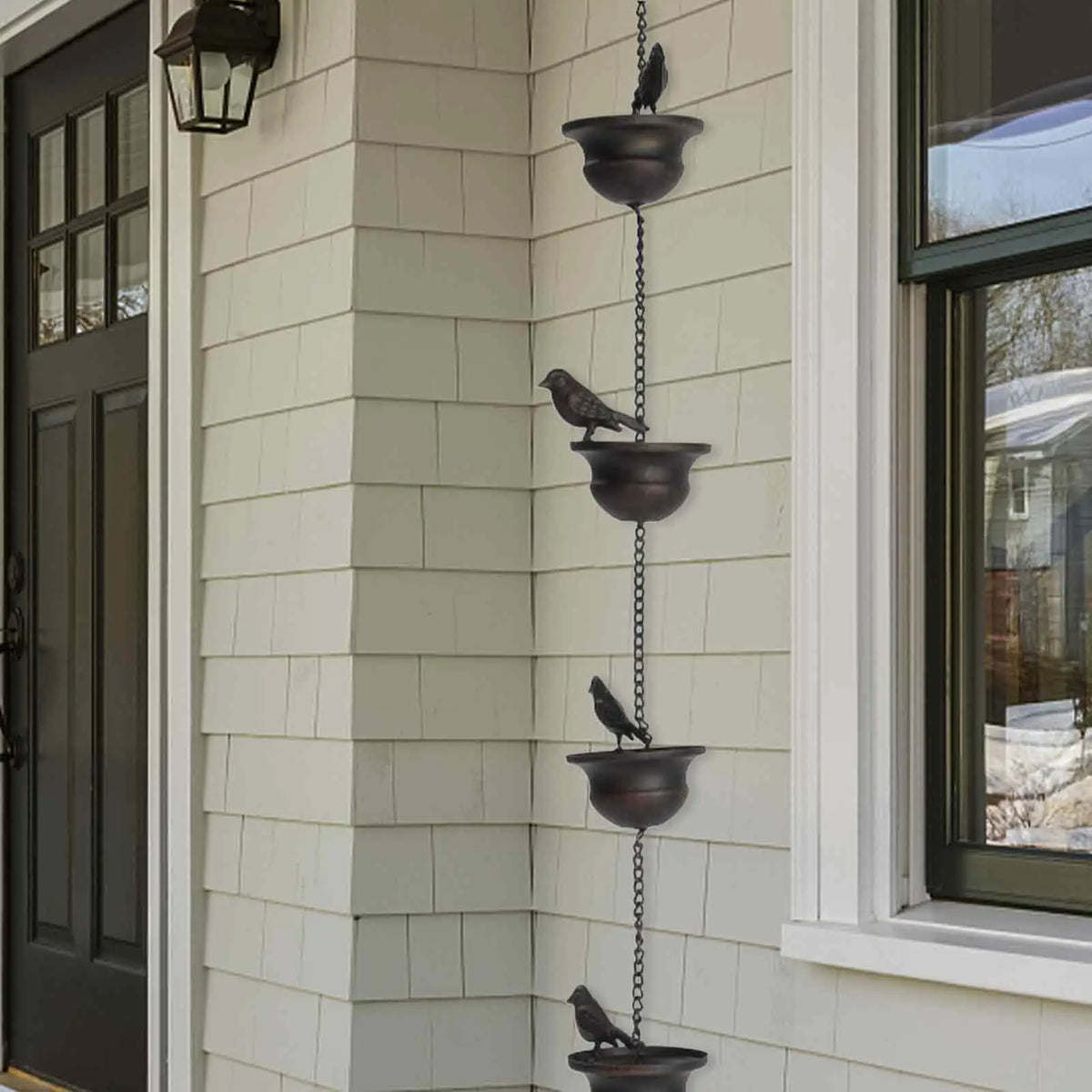 Metal Bird Rain Chain for Gutters – 7.87 ft Dark Bronze Decorative Rain Chain PLUSH