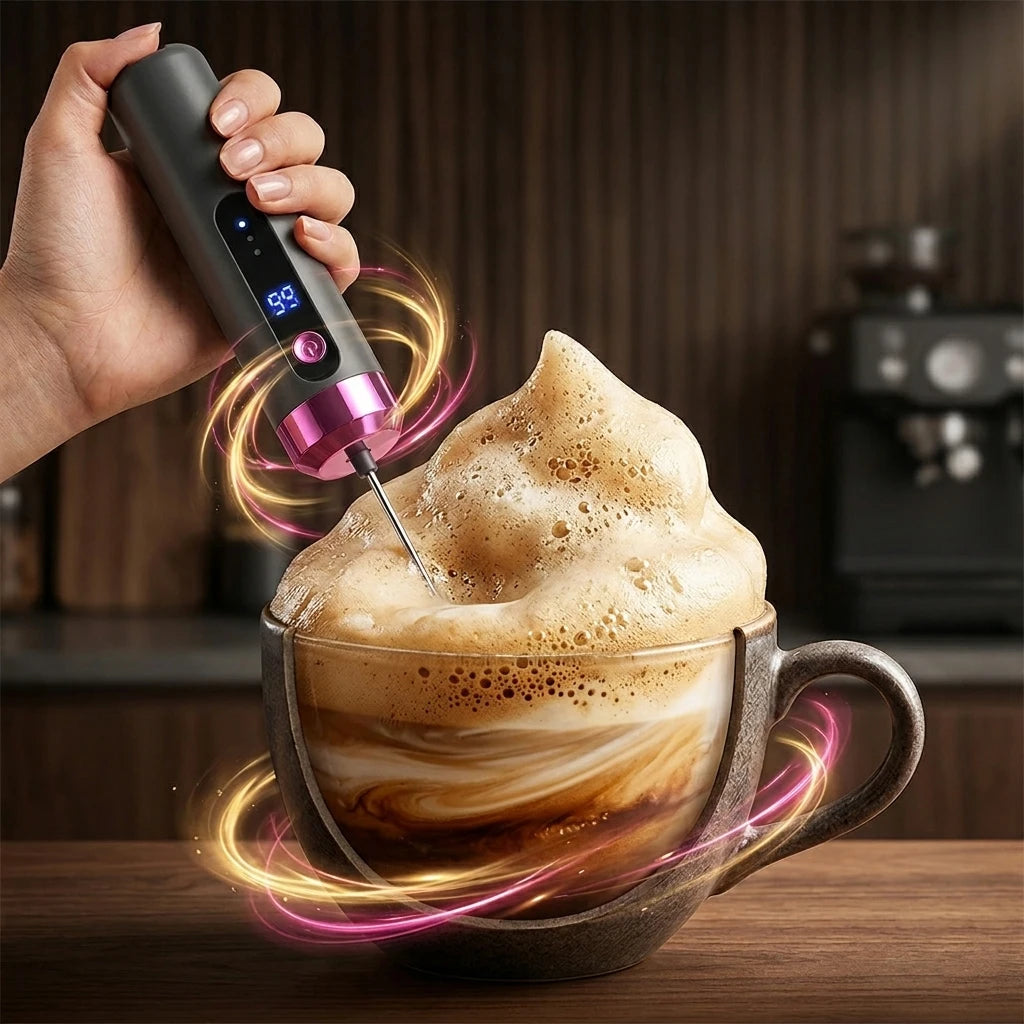Handheld Mini Electric Milk Frother – USB Rechargeable, 3 Speeds Milk Frother PLUSH