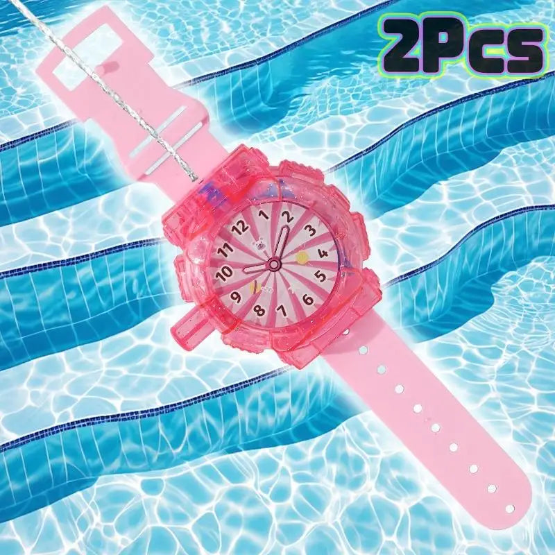 Wrist Watch Water Squirter Toy 2pcs – Summer Prank & Party Novelty Squirt Toy PLUSH Pink