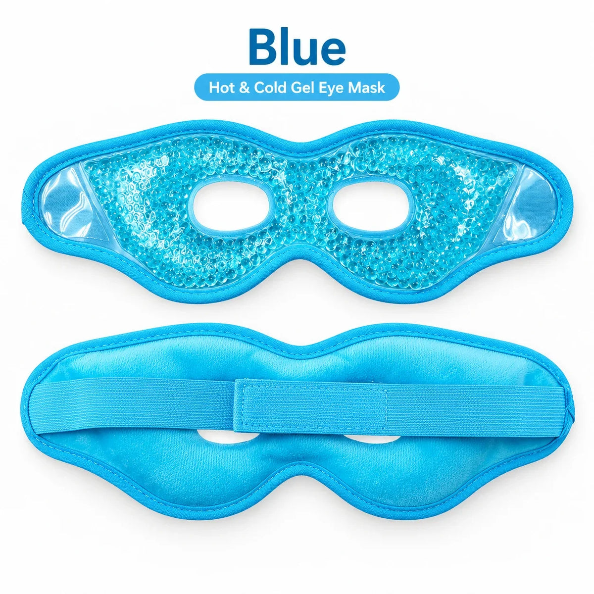 Reusable Hot Cold Gel Bead Eye Mask with Holes – Plush Compress Gel Eye Mask PLUSH Blue