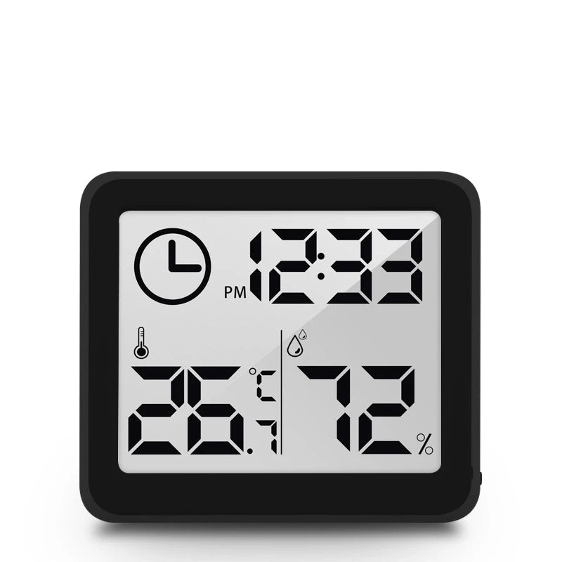 Digital Thermometer Hygrometer LCD Screen Temp Humidity Monitor Thermometer Hygrometer PLUSH Black