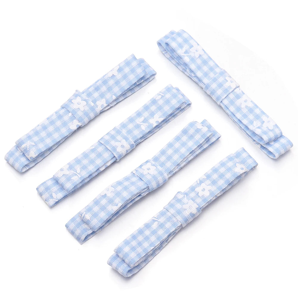 5pcs Plaid Floral Bowknots – DIY Hair Clips & Craft Decor Hair Bow Craft PLUSH blue
