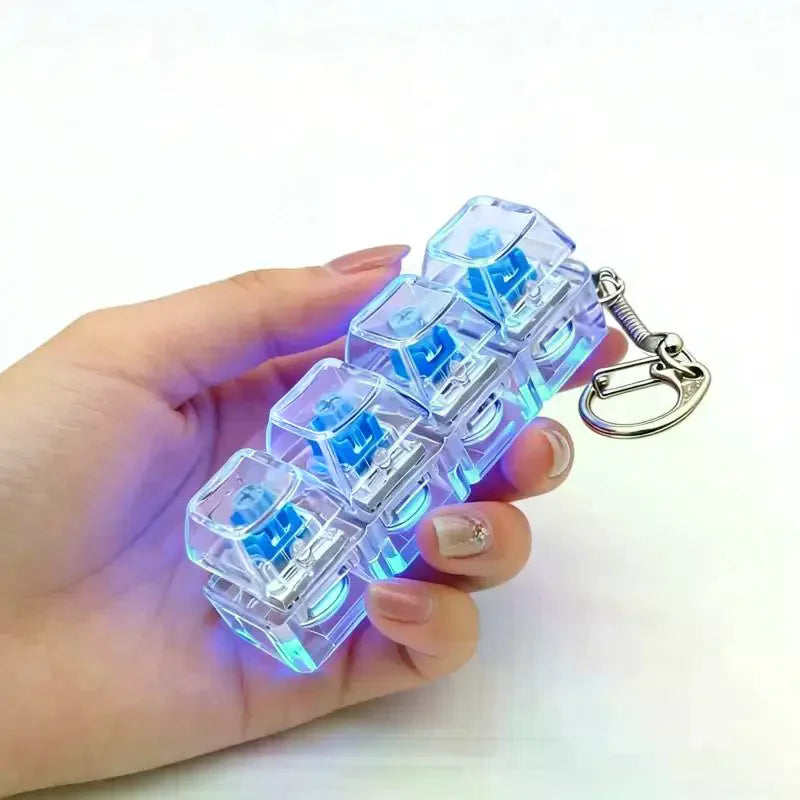 LED Keyboard Key Keychain – Pressable Button Desk Toy Novelty Keychain PLUSH
