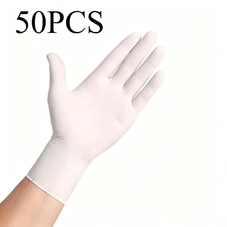 White Nitrile PVC Disposable Gloves 10/20/50 Pack – Kitchen Disposable Gloves PLUSH 50PCS XL