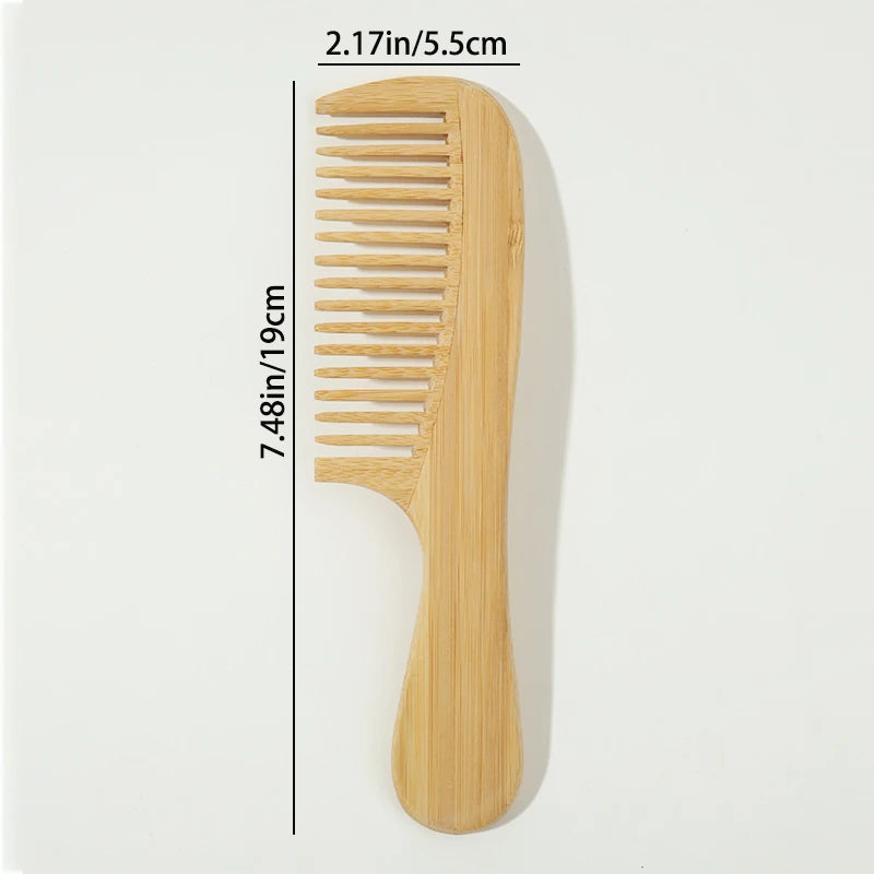 Natural Handmade Bamboo Comb – Antistatic Detangling Bamboo Hair Comb PLUSH