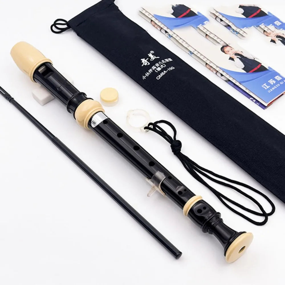Soprano Recorder – Food Grade ABS Baroque 8-Hole Vertical Flute Soprano Recorder PLUSH 8hole Black