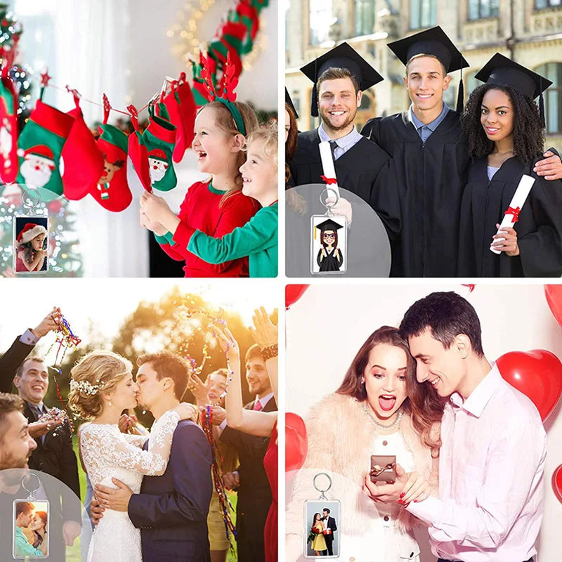 Clear Acrylic Photo Keychain Blank with Split Ring – DIY Gift Keychain Blank PLUSH