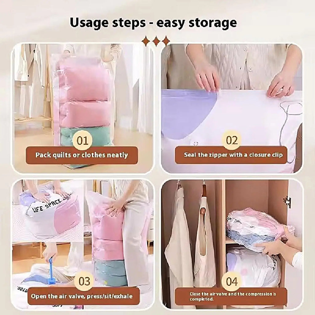 2-Pack No-Pump Vacuum Compression Storage Bags – Space Saver Vacuum Storage Bags PLUSH