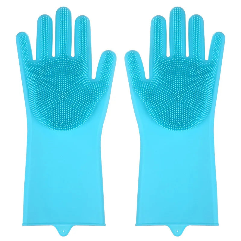 Silicone Pet Grooming Glove – Dog & Cat Hair Removal Brush Pet Grooming Glove PLUSH blue