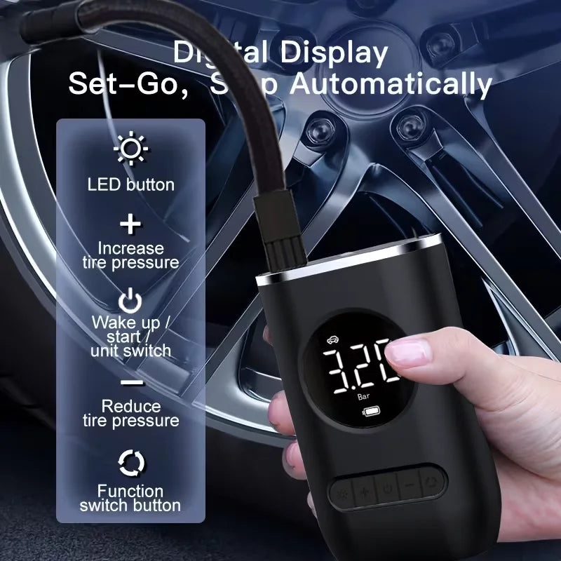 Wireless Portable Tire Inflator Air Compressor – Car & Bike Tire Inflator Pump PLUSH